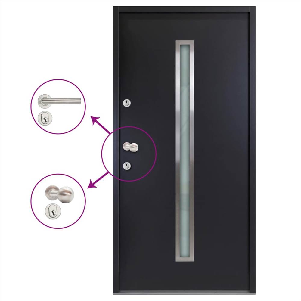 Aluminium Front Door Anthracite 90x200 cm