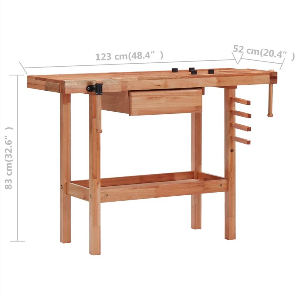 Carpentry Workbench with Drawer and 2 Vices Hardwood