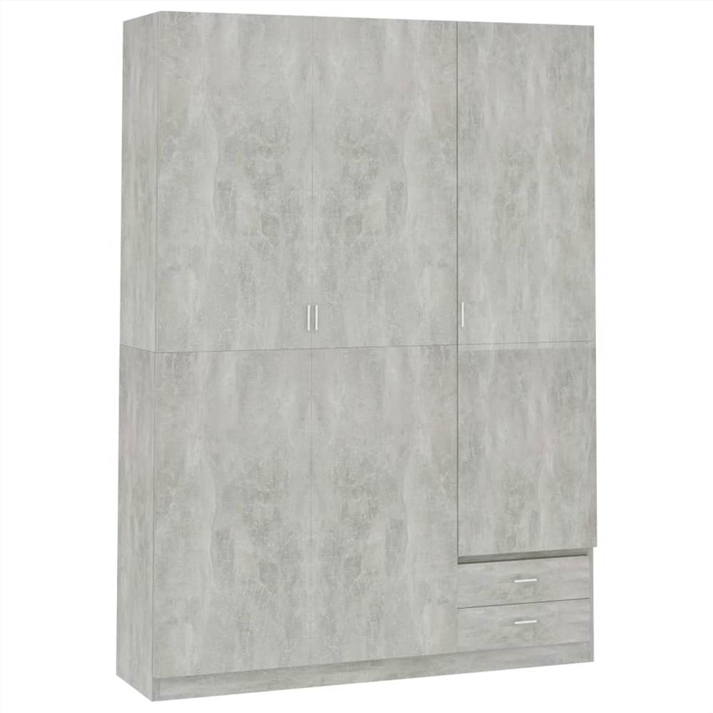 

3-Door Wardrobe Concrete Grey 120x50x180 cm Chipboard