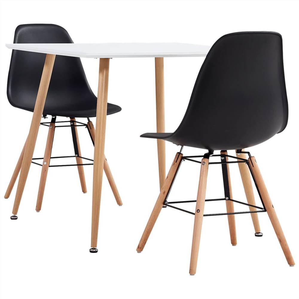 

3 Piece Dining Set Plastic Black