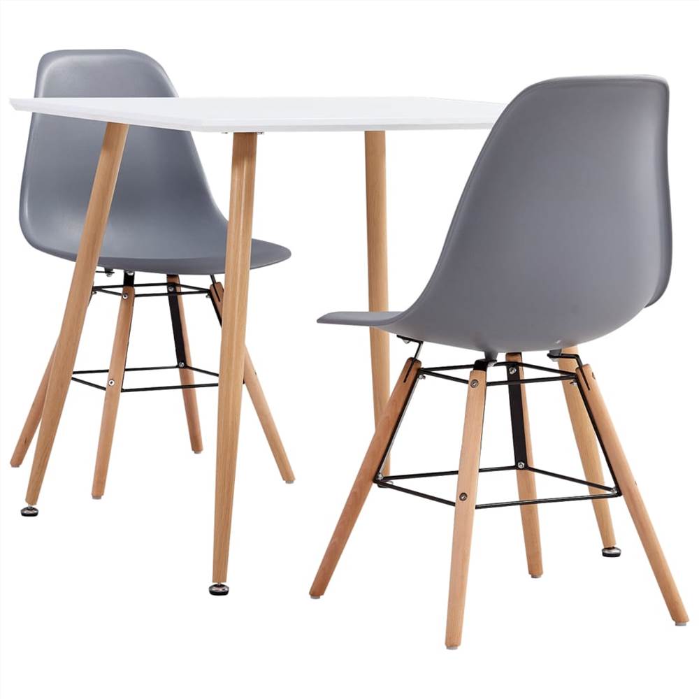 

3 Piece Dining Set Plastic Grey