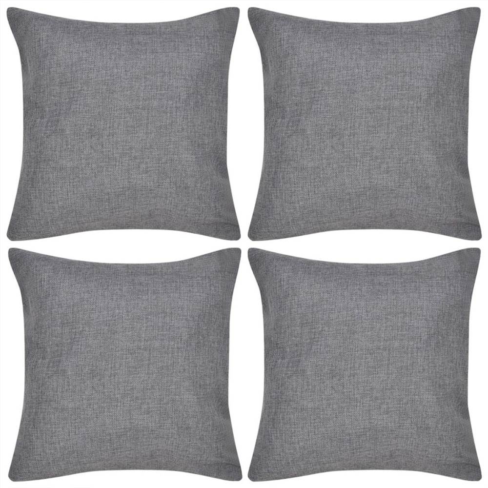 4 Anthracite Cushion Covers Linen-look 80 x 80 cm