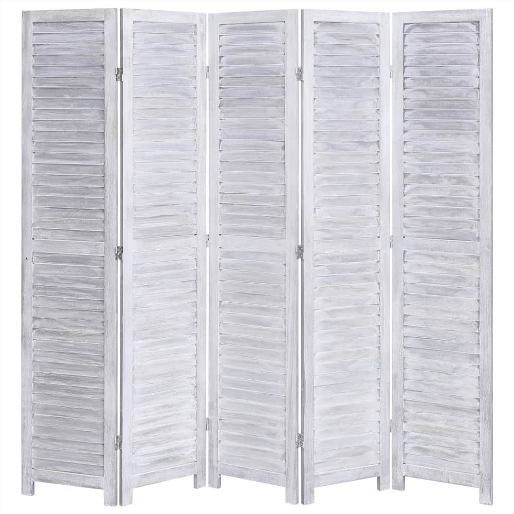 

5-Panel Room Divider Grey 175x165 cm Wood