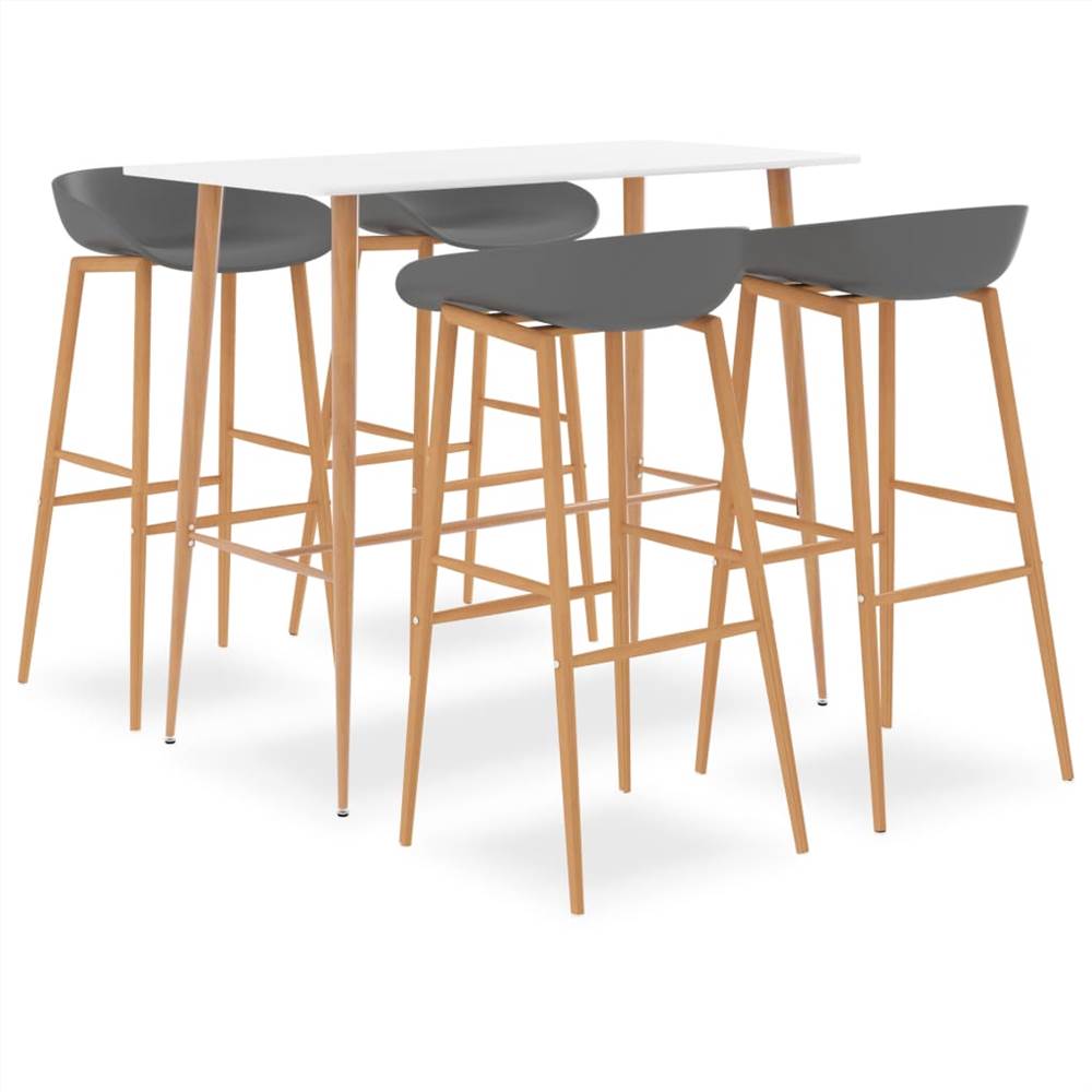 

5 Piece Bar Set White and Grey