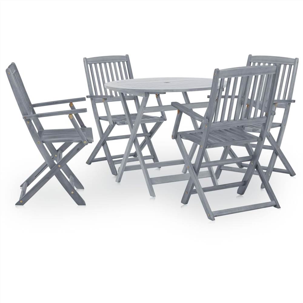 

5 Piece Garden Dining Set Solid Acacia Wood Grey