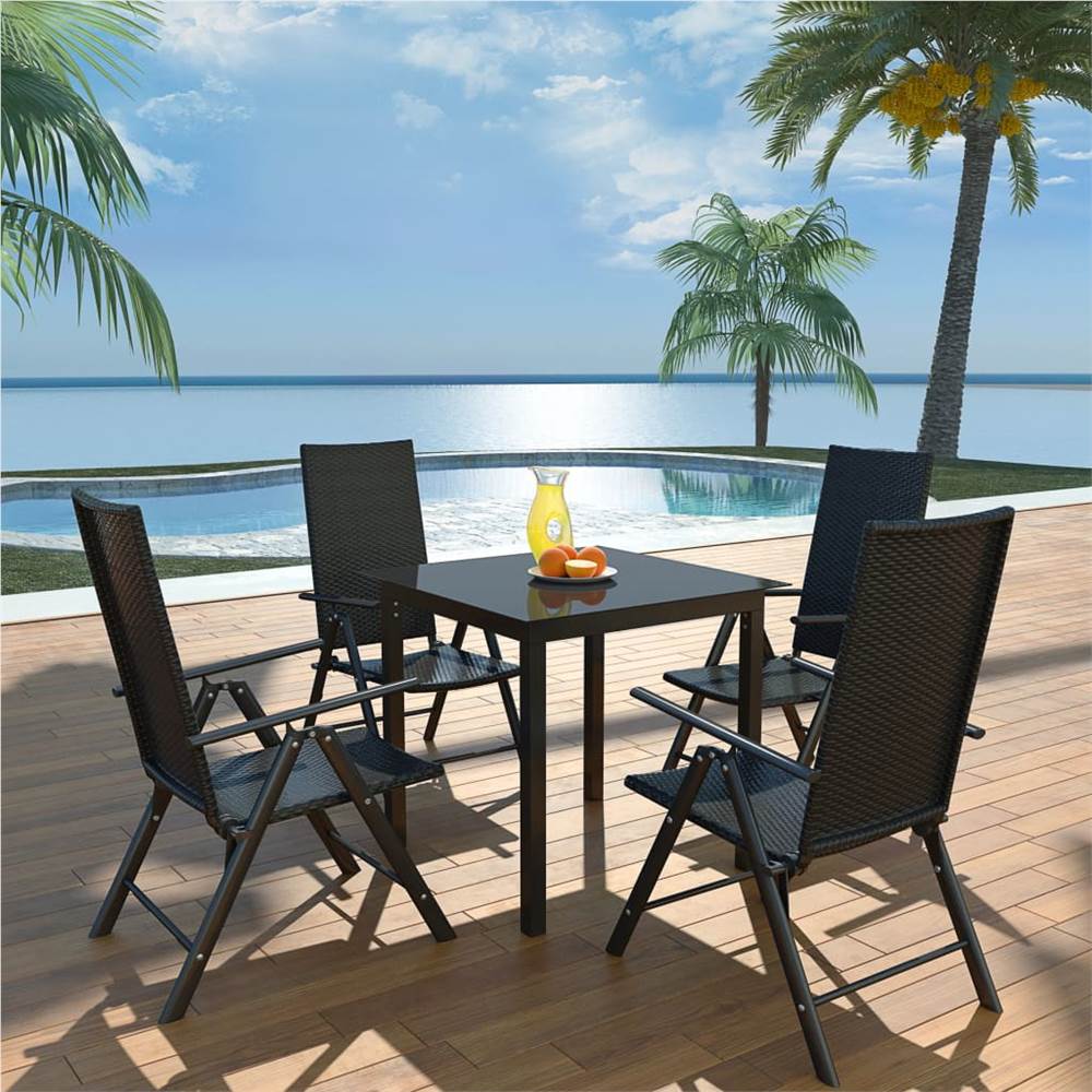 

5 Piece Outdoor Dining Set Aluminium and Poly Rattan