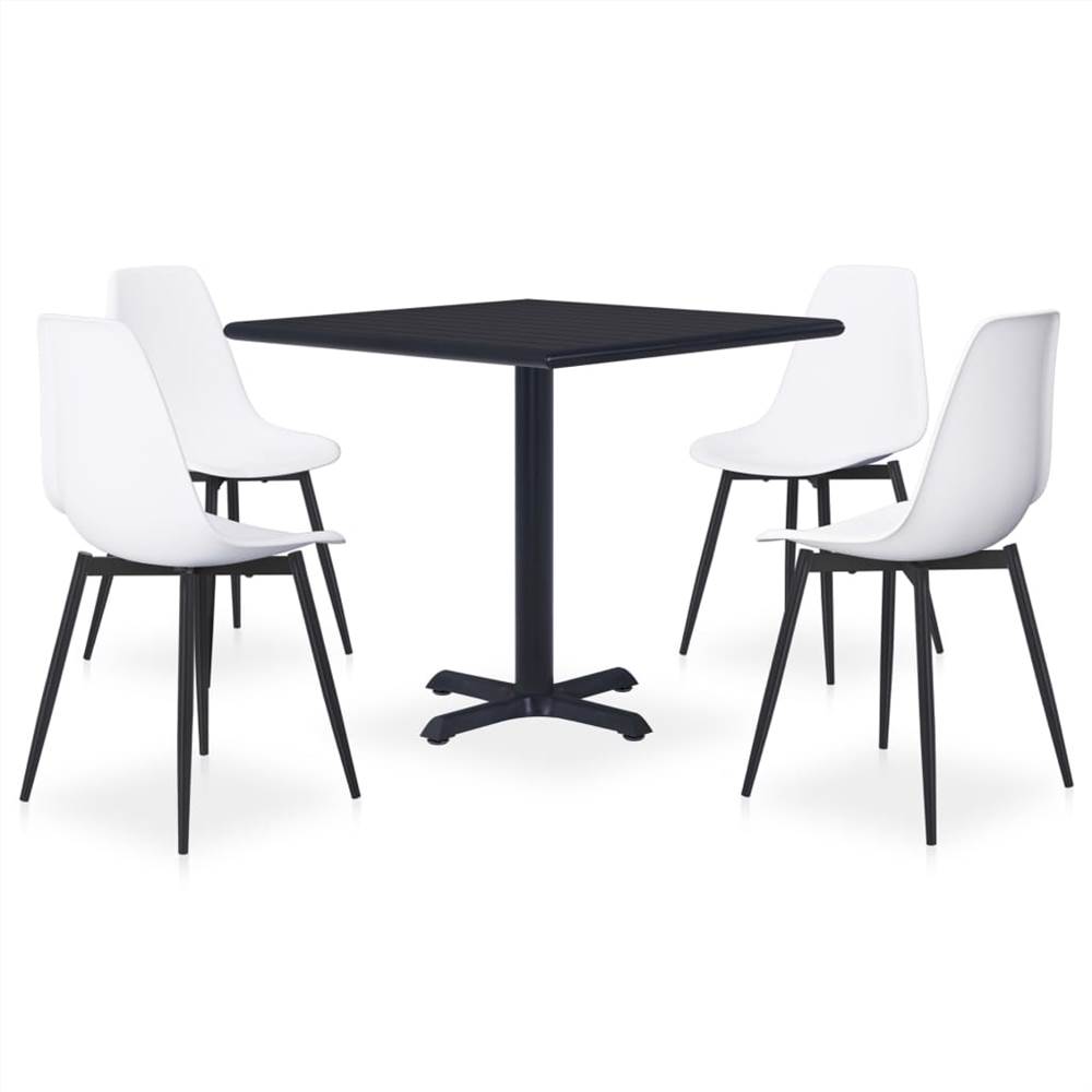 

5 Piece Outdoor Dining Set Metal and PP White