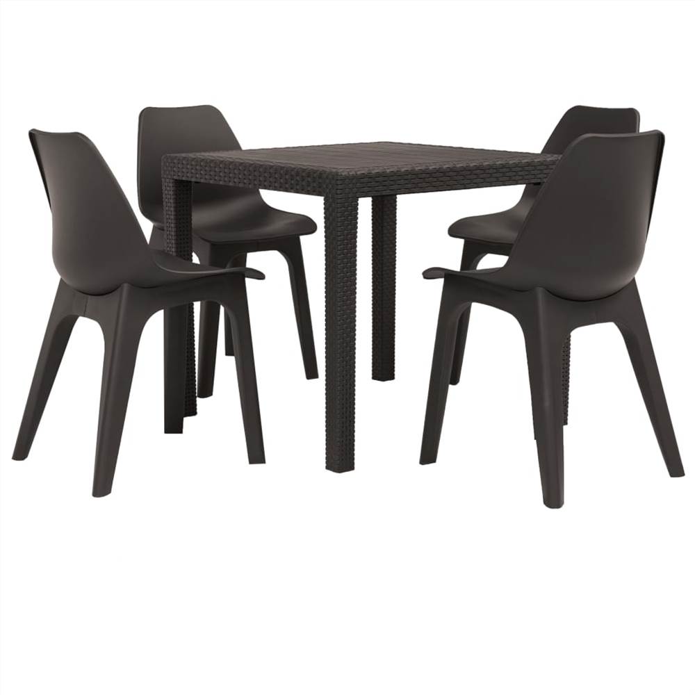 

5 Piece Outdoor Dining Set Plastic Brown