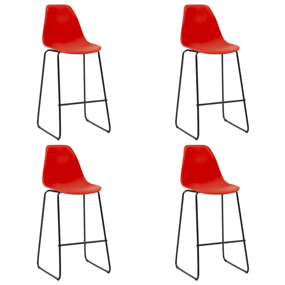 Bar Chairs 4 pcs Red Plastic