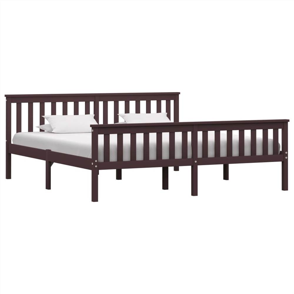 

Bed Frame Dark Brown Solid Pinewood 180x200 cm