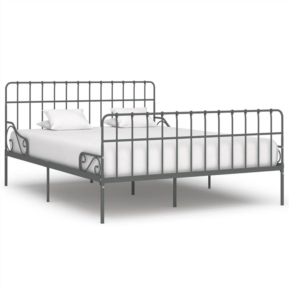 

Bed Frame with Slatted Base Grey Metal 200x200 cm