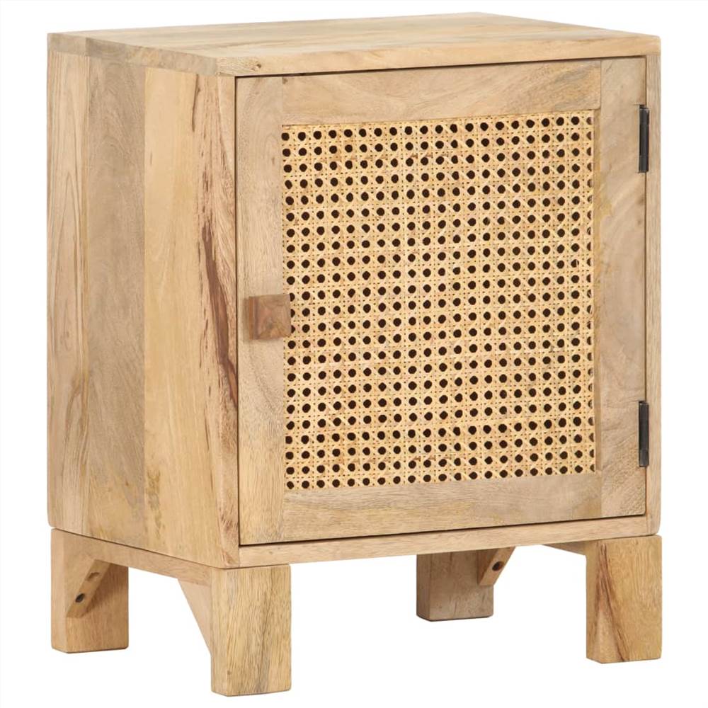 

Bedside Cabinet 40x30x50 cm Solid Mango Wood and Natural Cane