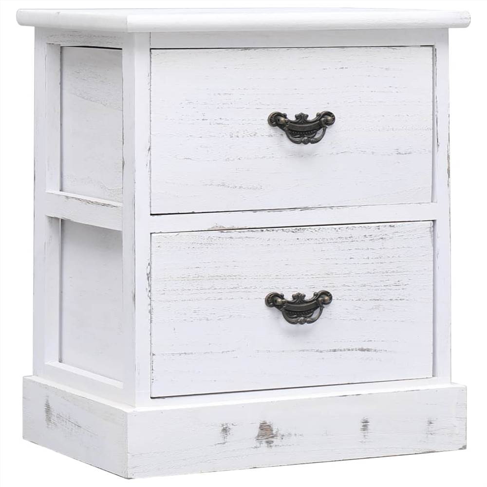 

Bedside Cabinet White 38x28x45 cm Paulownia Wood