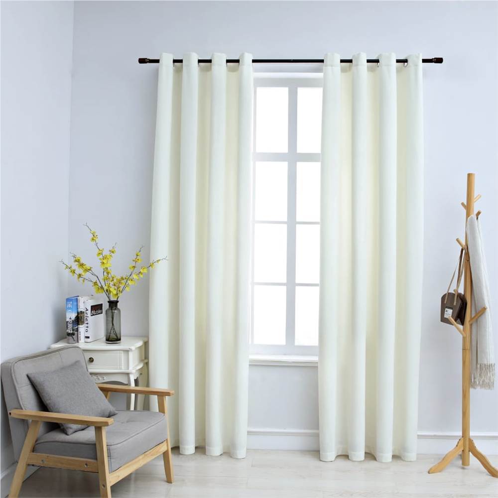 

Blackout Curtains with Rings 2 pcs Velvet Cream 140x175 cm