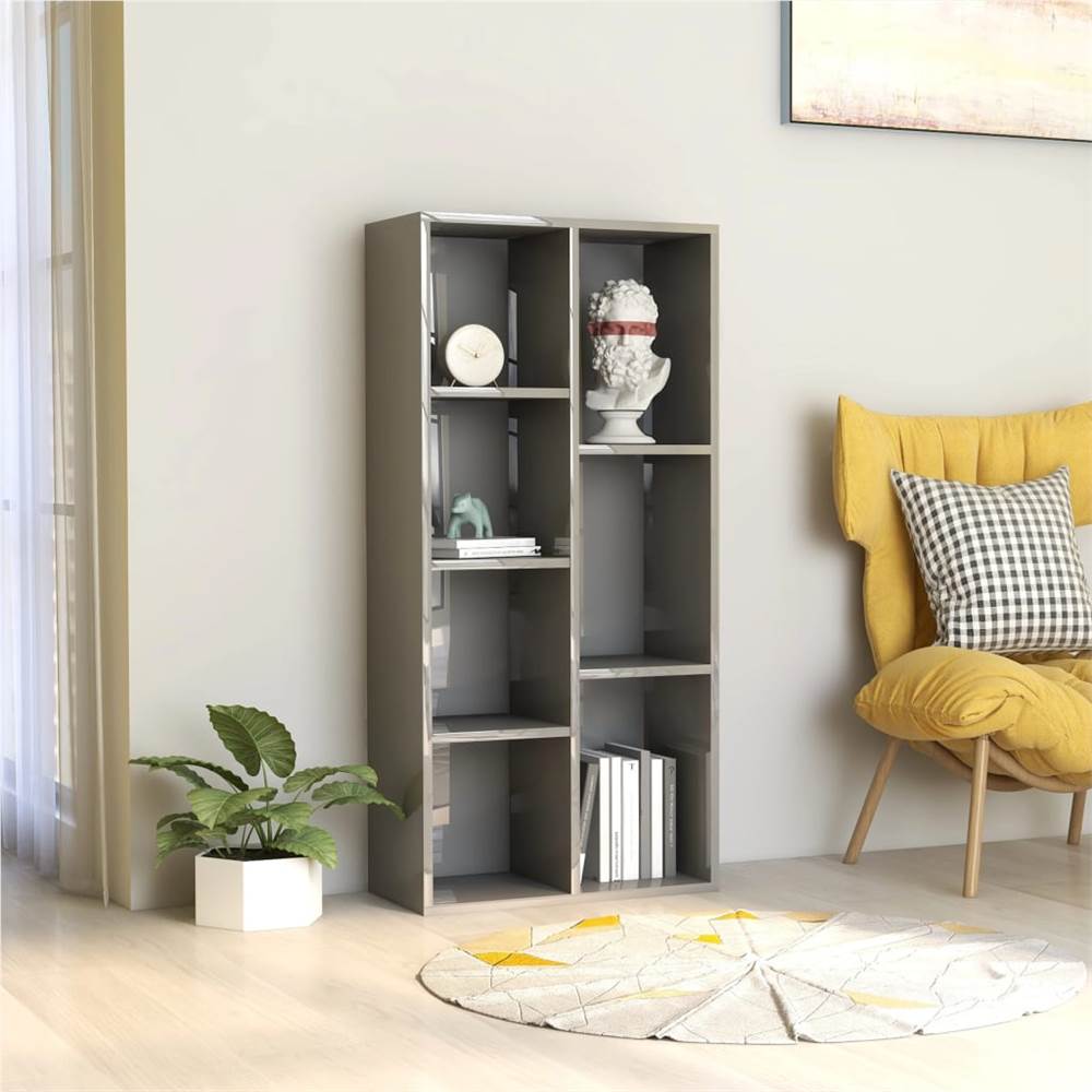 

Book Cabinet High Gloss Grey 50x25x106 cm Chipboard