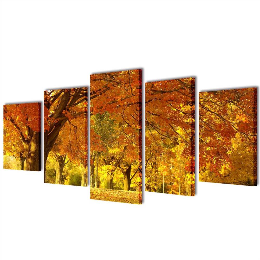 Canvas Wall Print Set Maple 200 x 100 cm