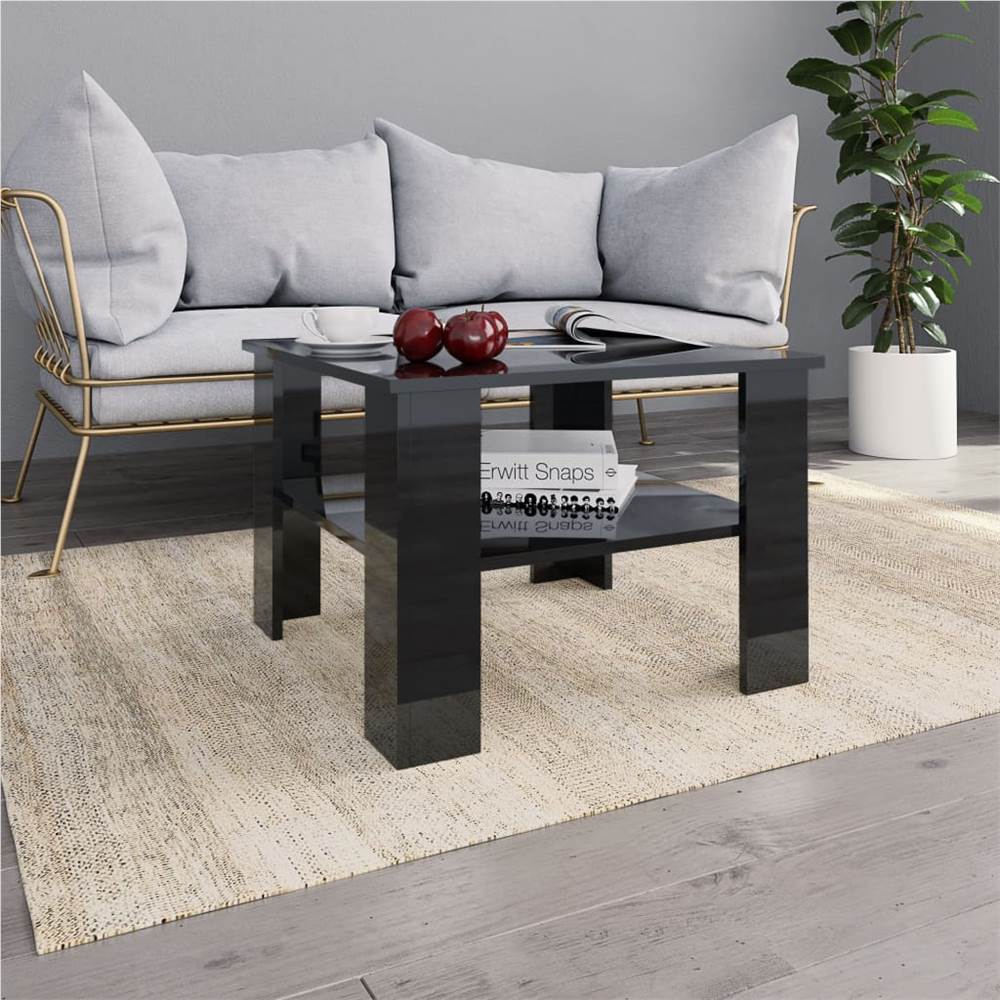 

Coffee Table High Gloss Black 60x60x42 cm Chipboard