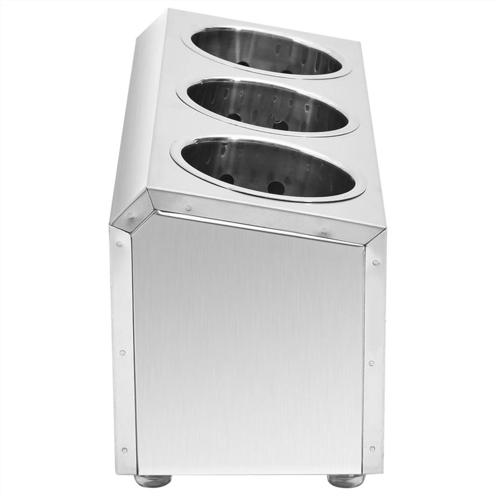Cutlery Holder 3 Grids Rectangular Stainless Steel