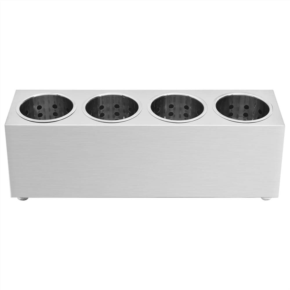 Cutlery Holder 4 Grids Rectangular Stainless Steel