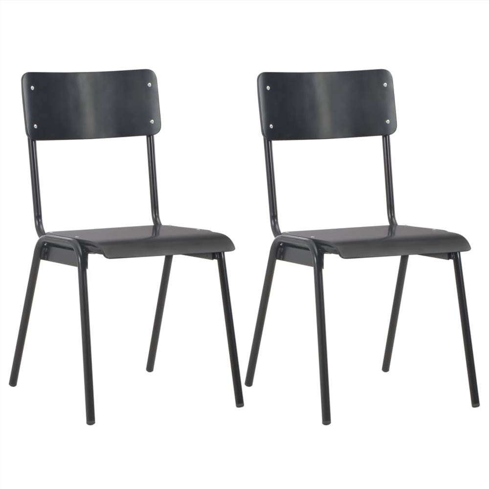 

Dining Chairs 2 pcs Black Solid Plywood Steel