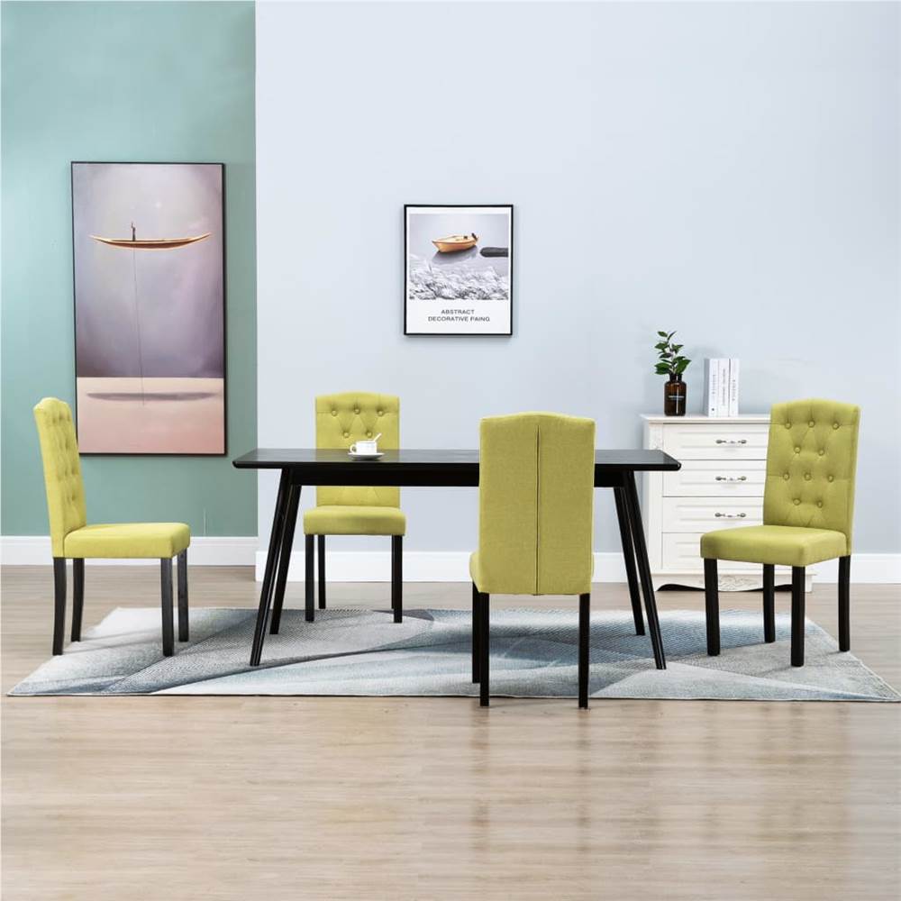 

Dining Chairs 4 pcs Green Fabric