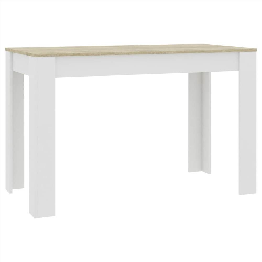 

Dining Table White and Sonoma Oak 120x60x76 cm Chipboard