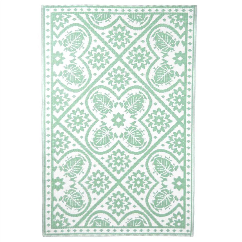 

Esschert Design Outdoor Rug 182x122 cm Tiles Green and White