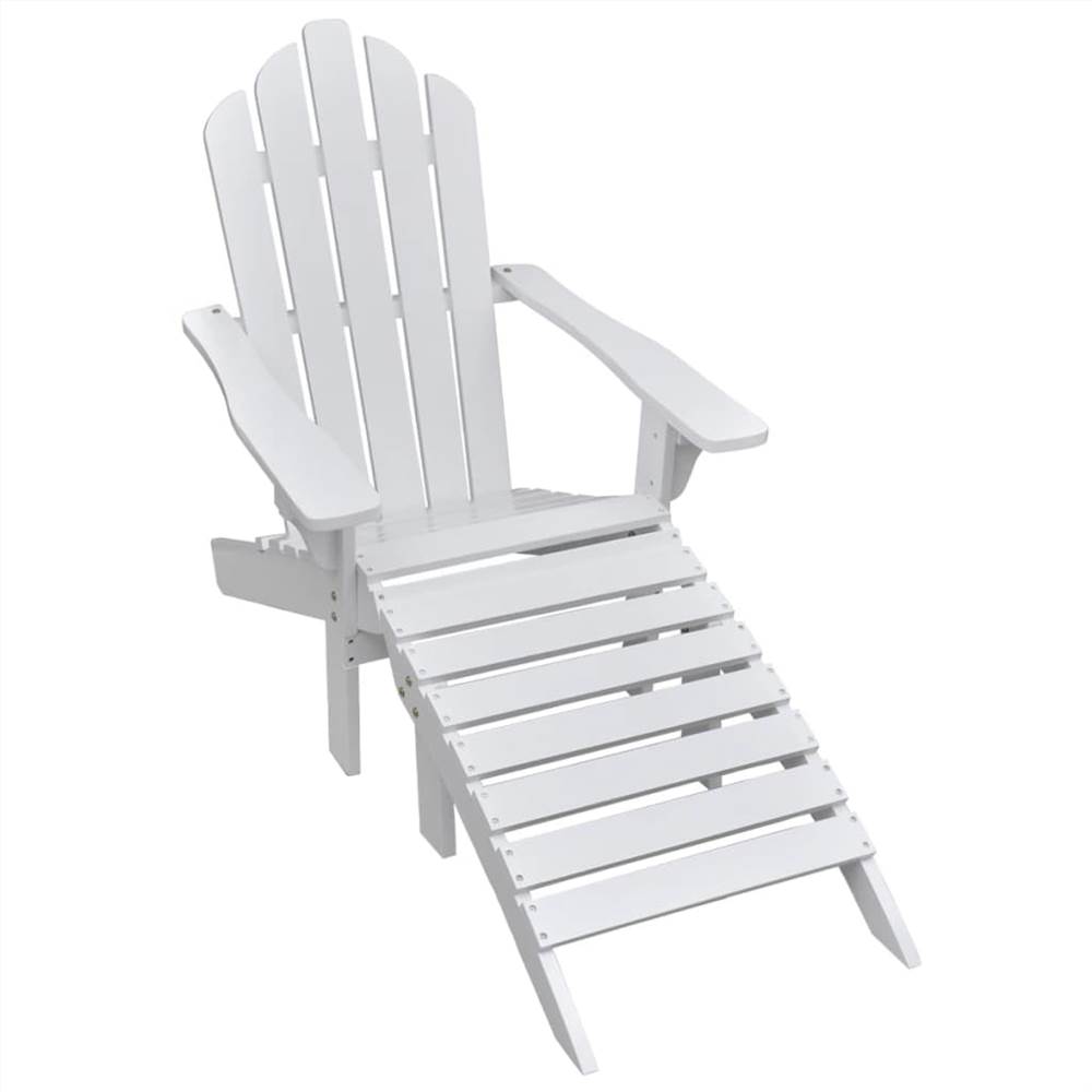 

Garden Chair with Ottoman Wood White