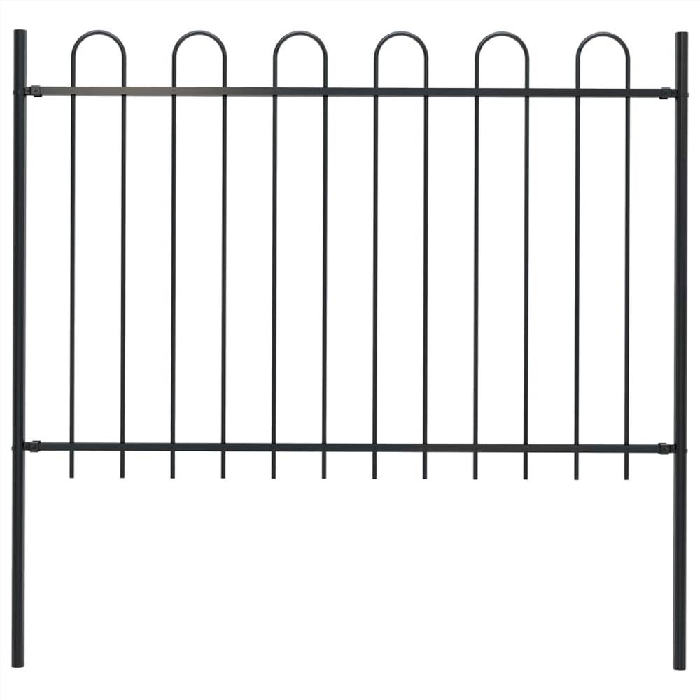 

Garden Fence with Hoop Top Steel 1.7x1.2 m Black