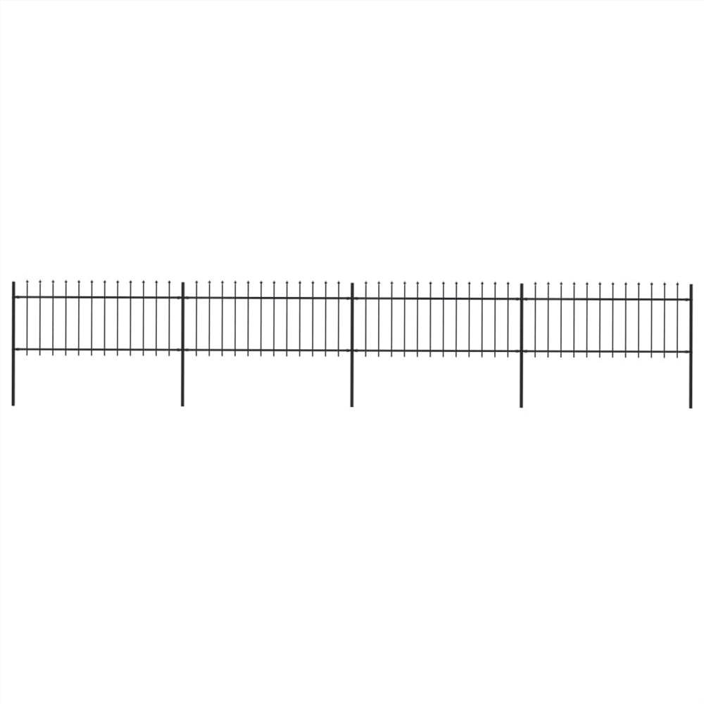 

Garden Fence with Spear Top Steel 6.8x0.8 m Black