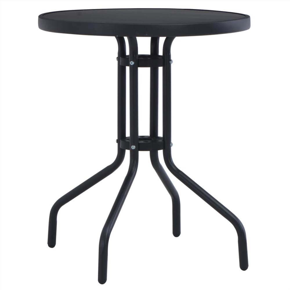 

Garden Table Black 80 cm Steel and Glass