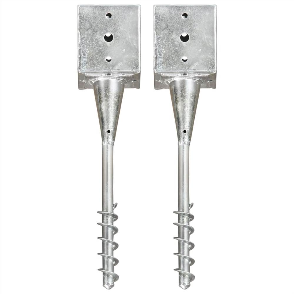 

Ground Spikes 2 pcs Silver 12x12x56 cm Galvanised Steel