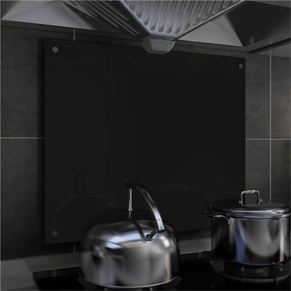 Kitchen Backsplash Czarne szkło hartowane 70x60 cm