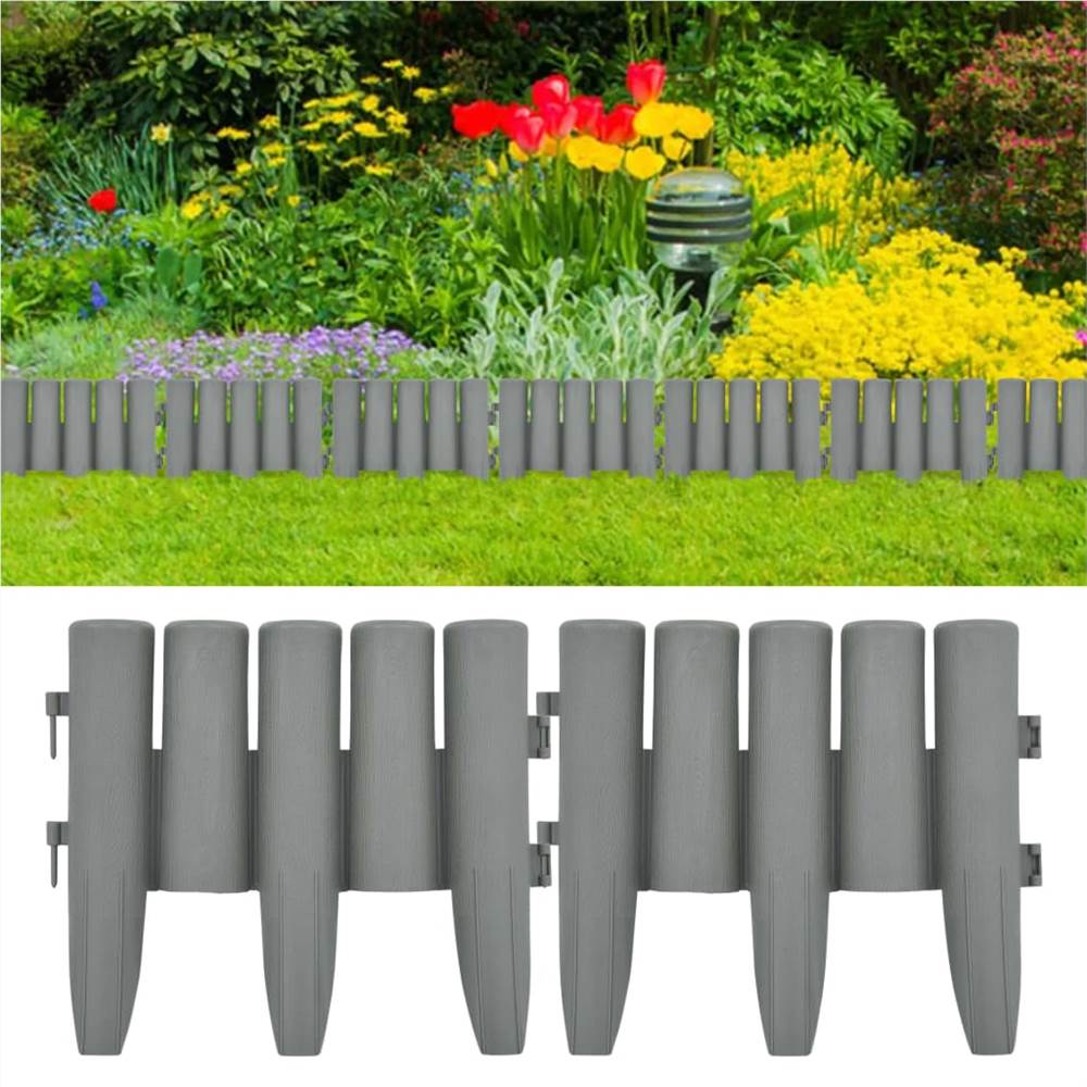 

Lawn Edgings 36 pcs Grey 10 m PP