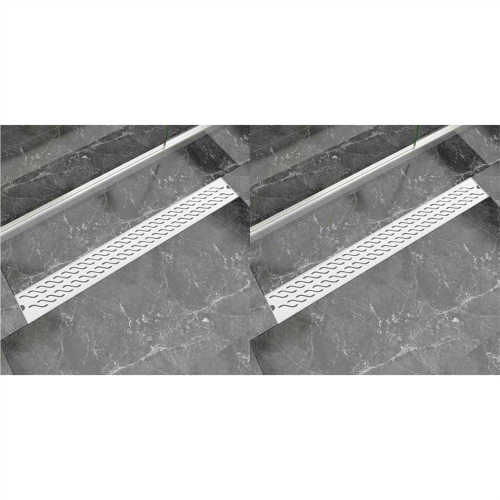 Linear Shower Drain 2 pcs Wave 930x140 mm Stainless Steel