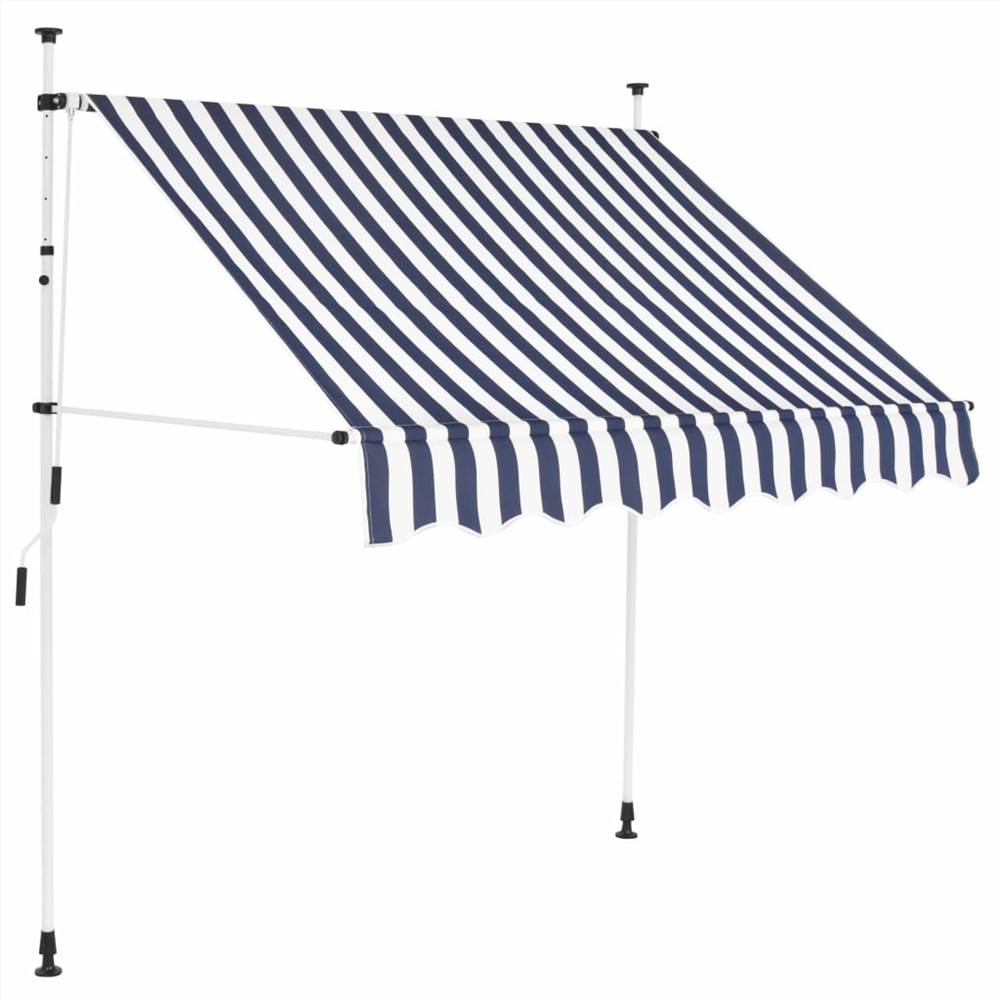 

Manual Retractable Awning 150 cm Blue and White Stripes