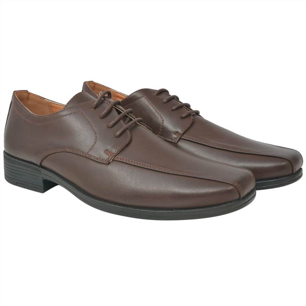 Men&#39;s Business Shoes Lace-Up Brown Size 7.5 PU Leather