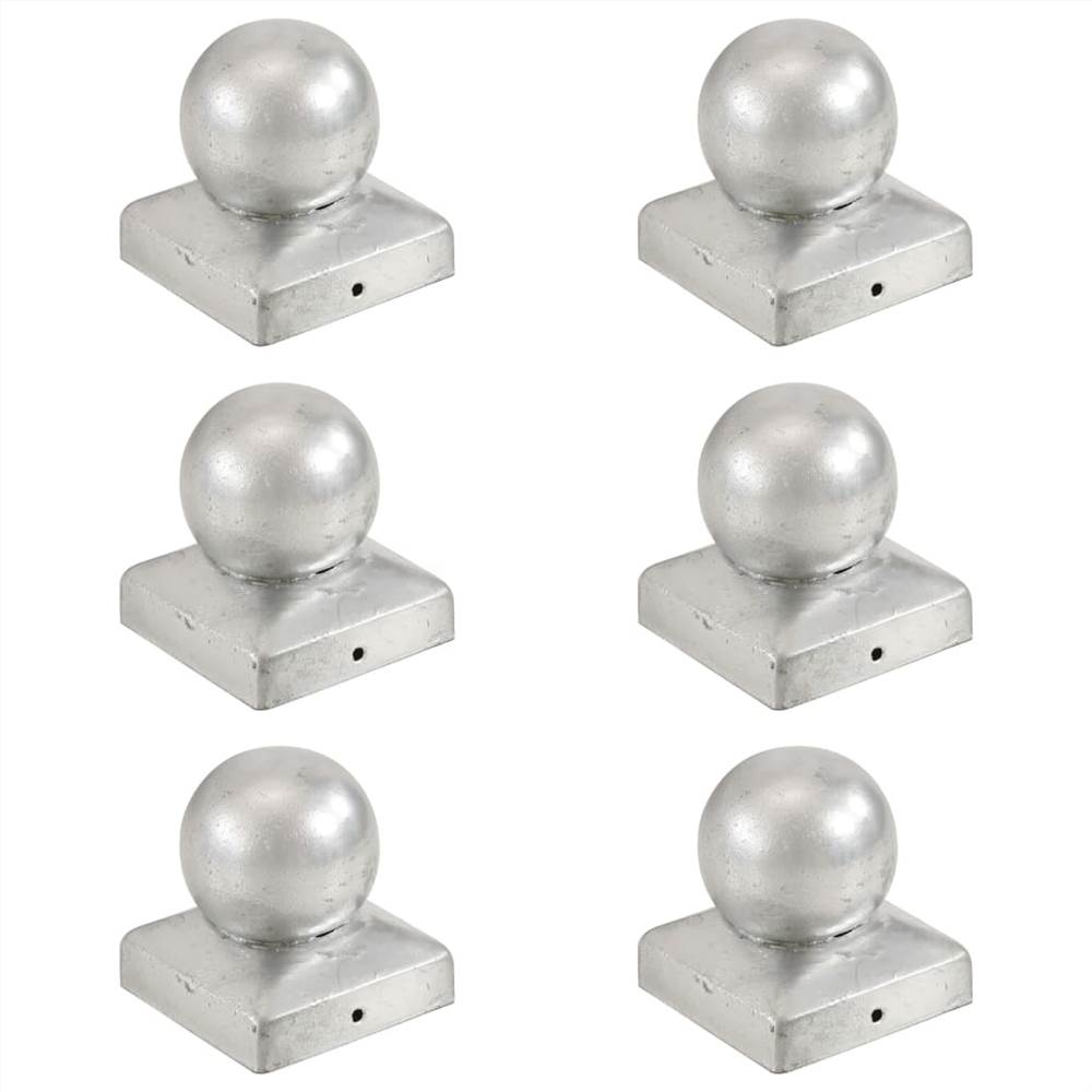 

Post Caps 6 pcs Globe Final Galvanised Metal 81x81 mm