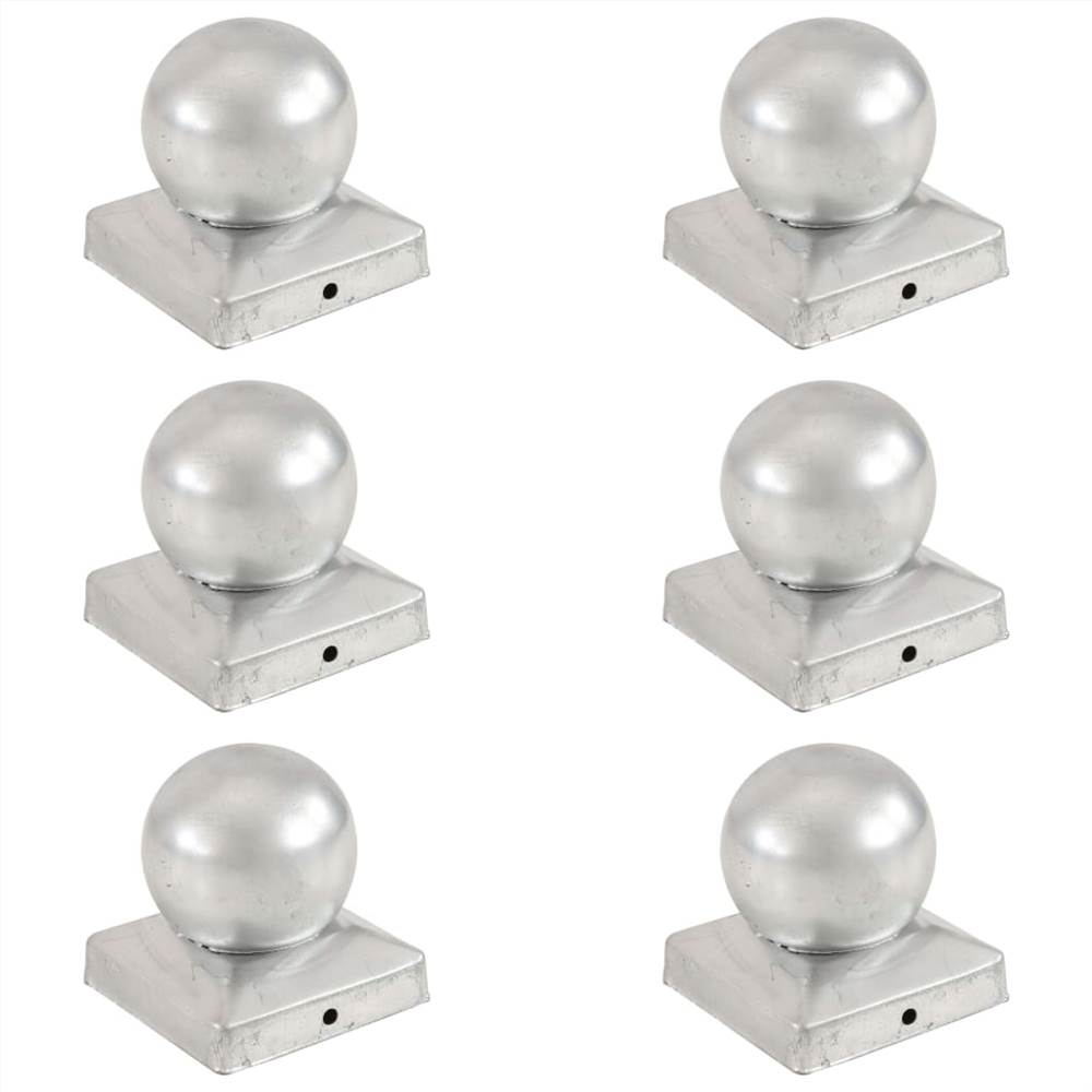 

Post Caps 6 pcs Globe Final Galvanised Metal 91x91 mm