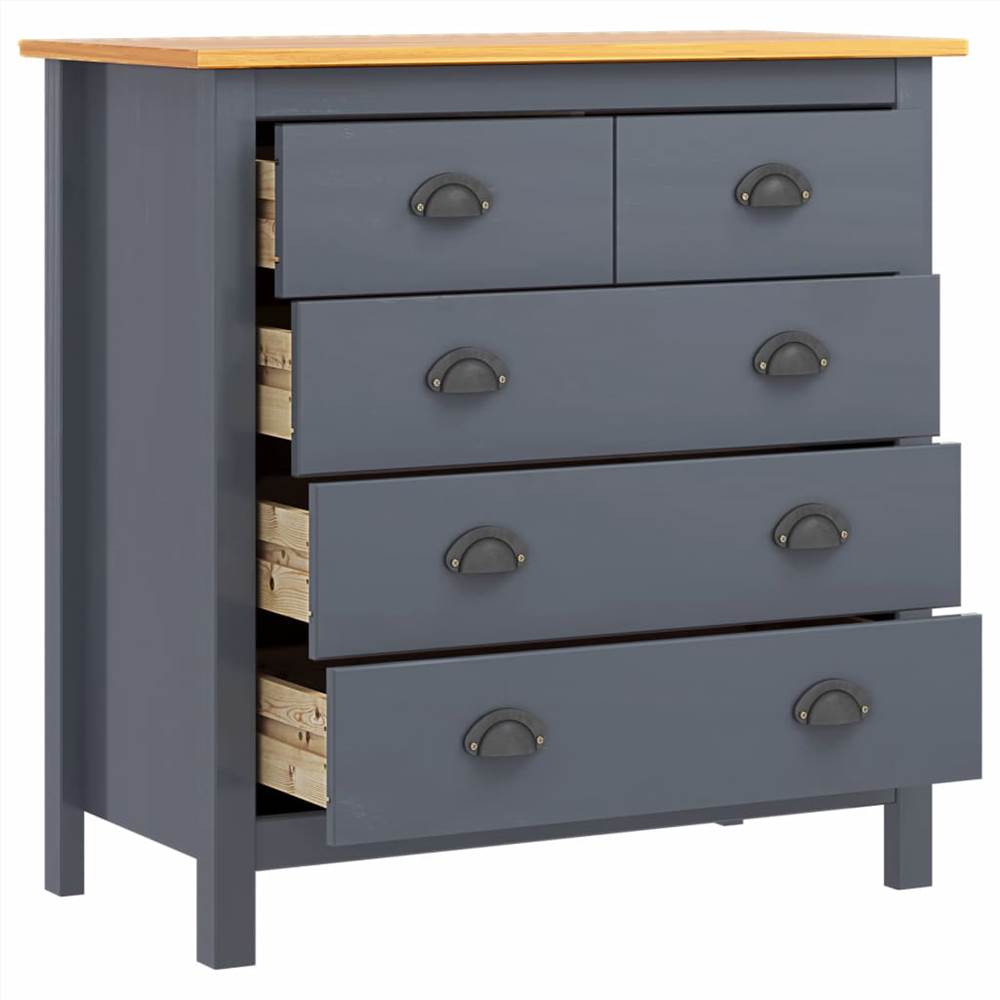 Sideboard "Hill Range" Grey 79x40x80 cm Solid Pine Wood