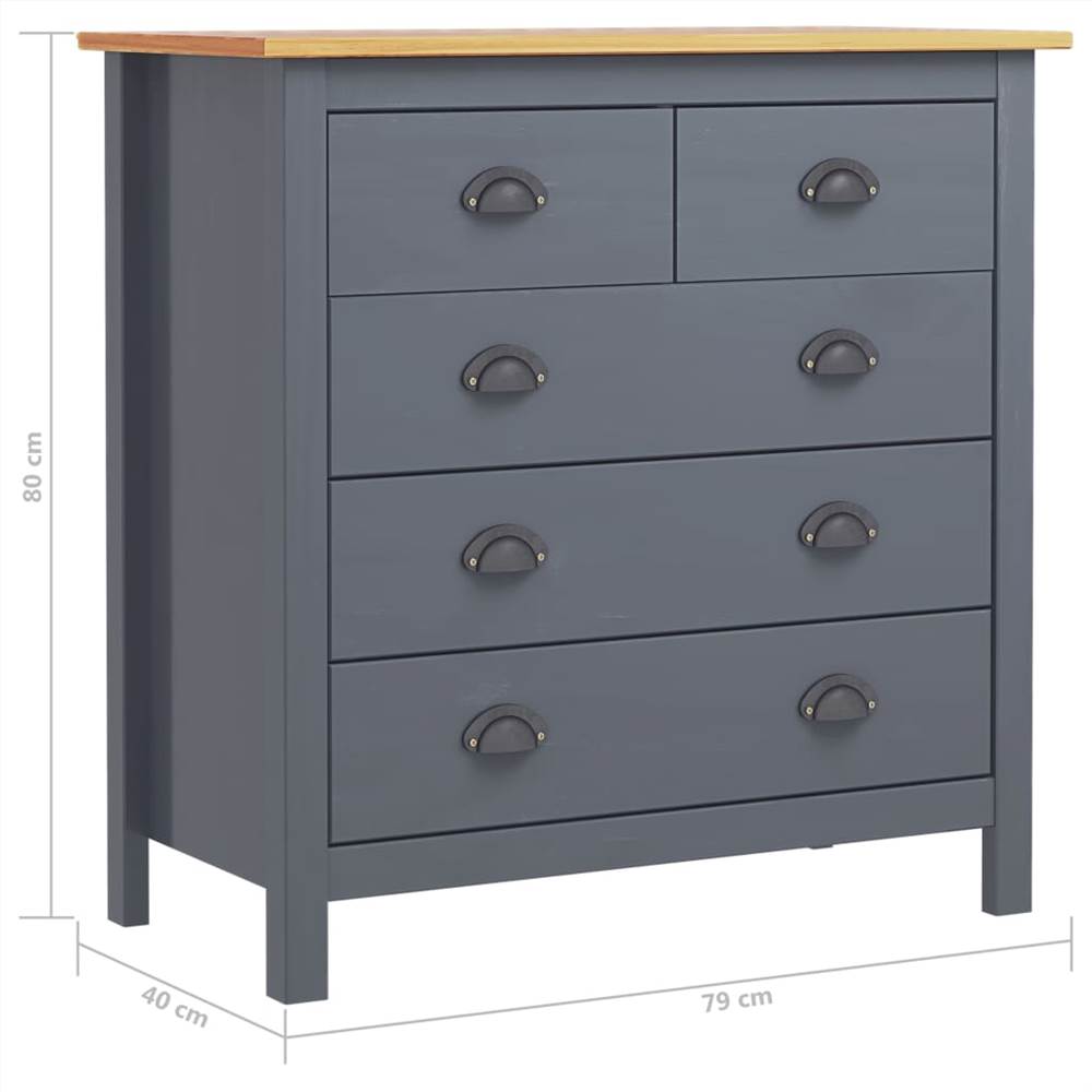 Sideboard "Hill Range" Grey 79x40x80 cm Solid Pine Wood