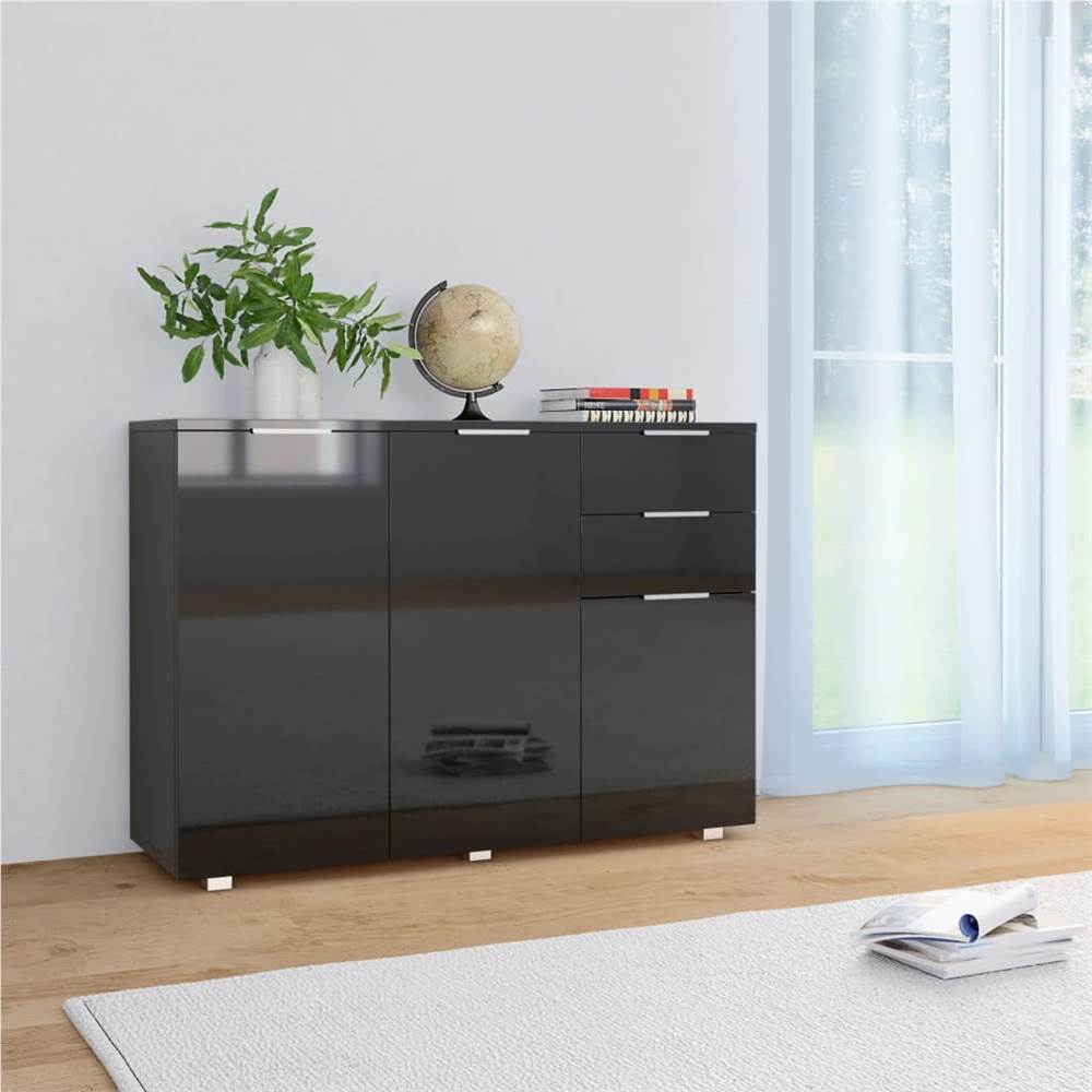 

Sideboard High Gloss Black 107x35x76 cm