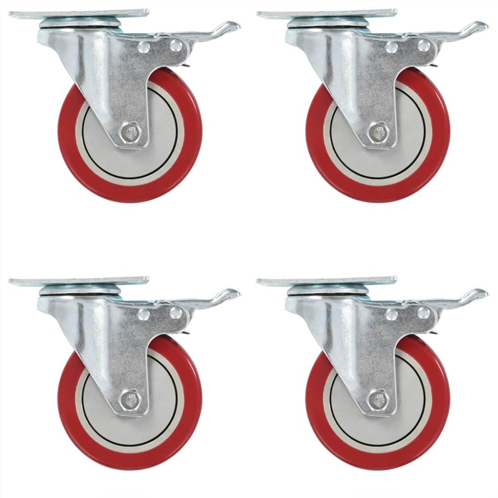 Swivel Casters with Double Brakes 4 pcs 100 mm