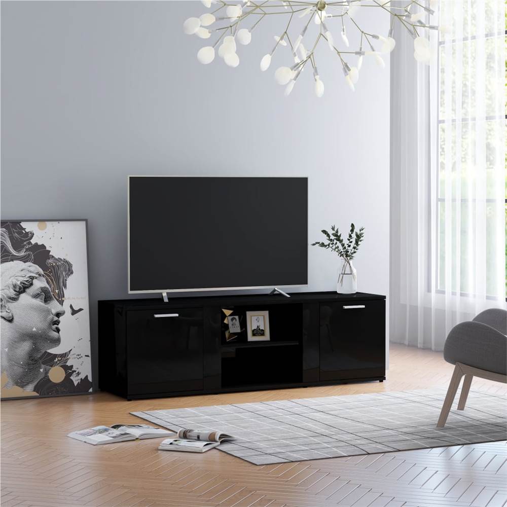 

TV Cabinet High Gloss Black 120x34x37 cm Chipboard