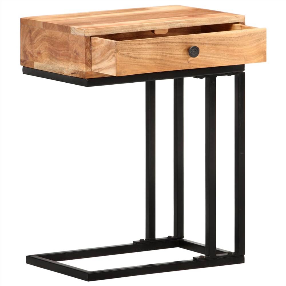 UShaped Side Table 45x30x61cm Solid Acacia Wood