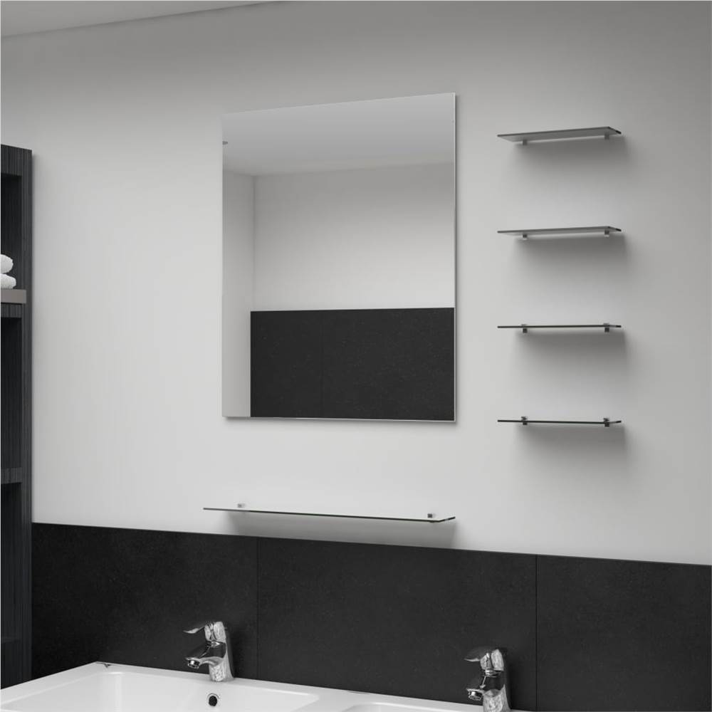 Wandspiegel met 5 planken zilver 50x60 cm