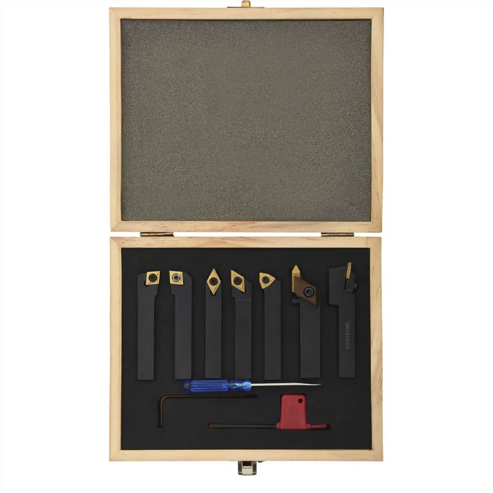 12 Pieces Indexable Turning Tool Set 12x12 mm 80 mm