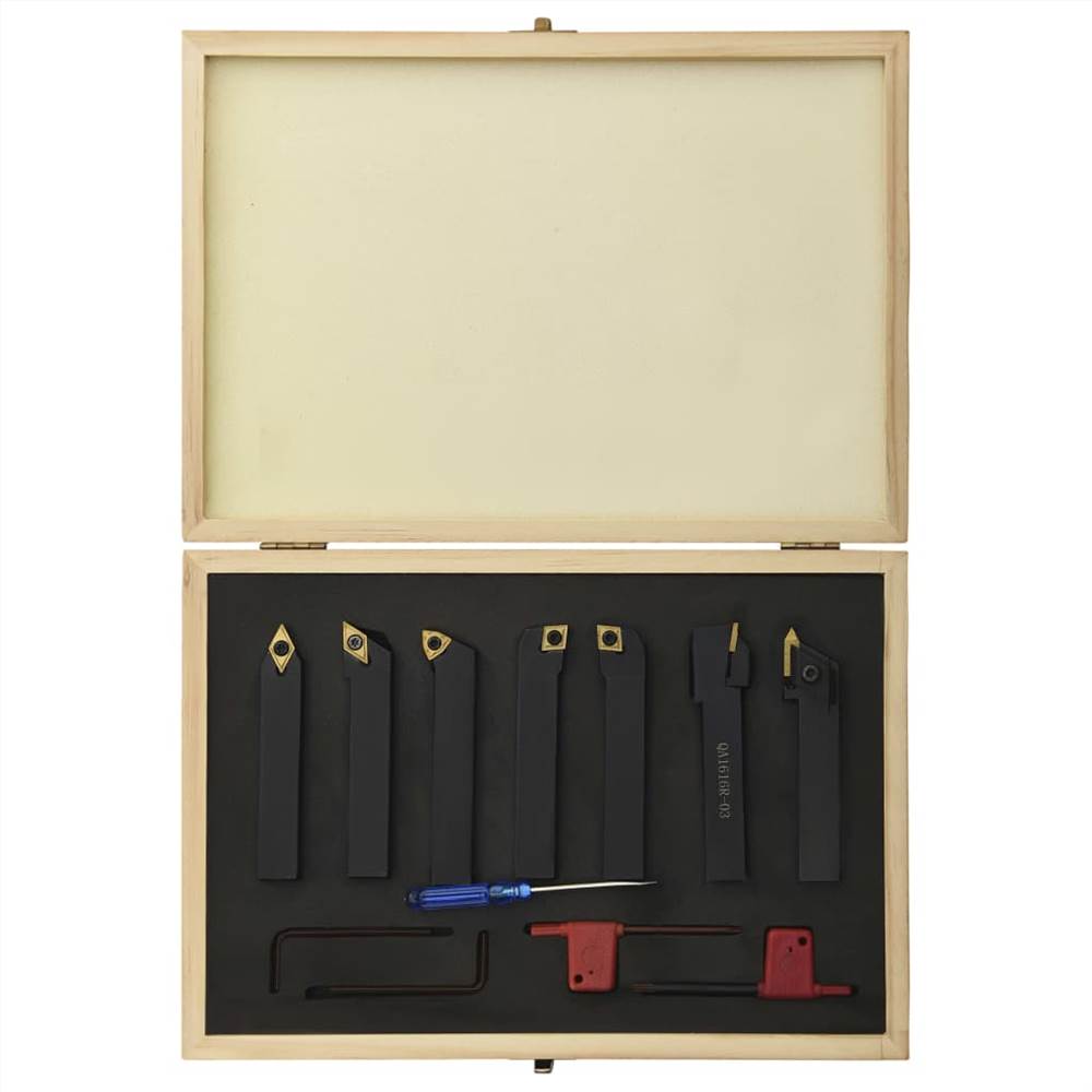 12 Pieces Indexable Turning Tool Set 16x16 mm 115 mm