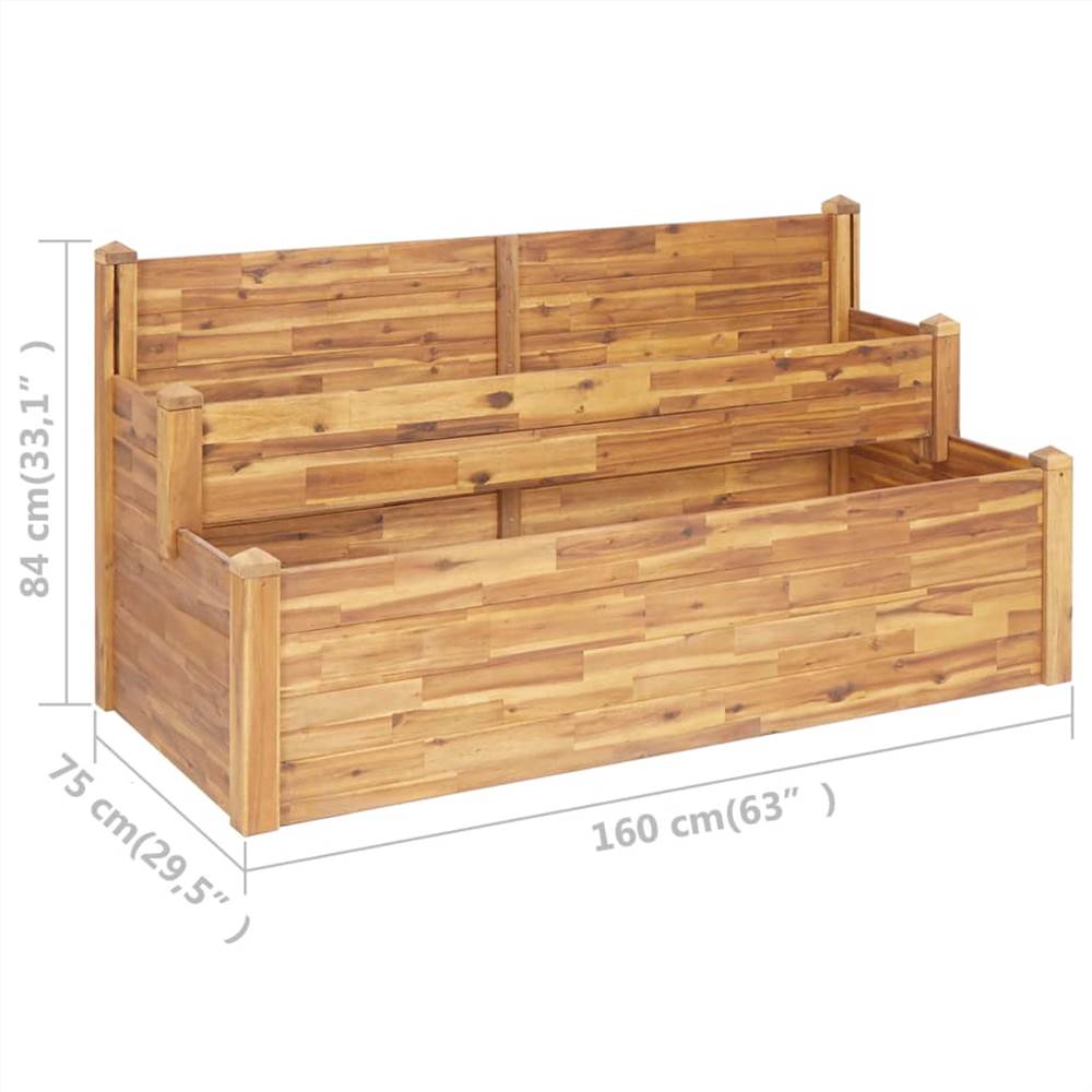 2-Tier Garden Planter 160x75x84 cm Solid Acacia Wood