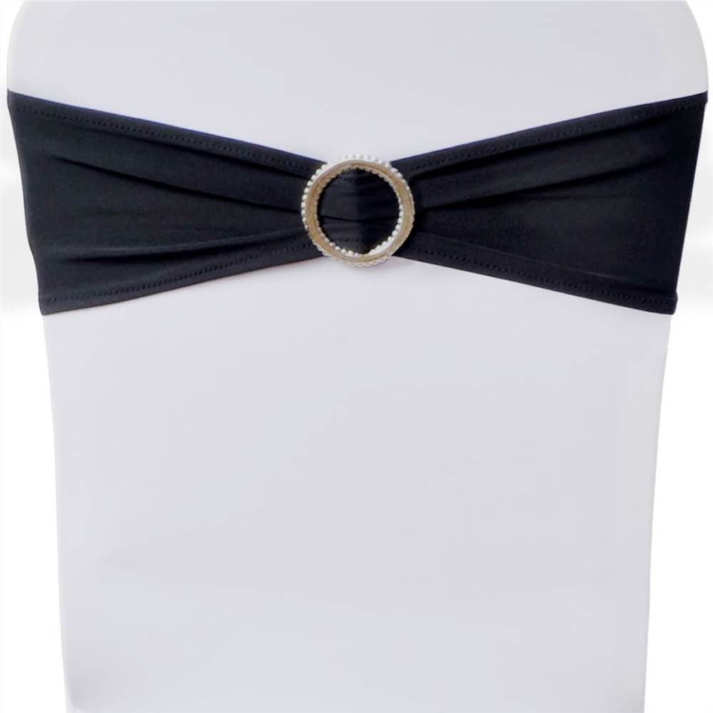 25 pcs Black Stretchable Decorative Chair Band with Diamond Buckle